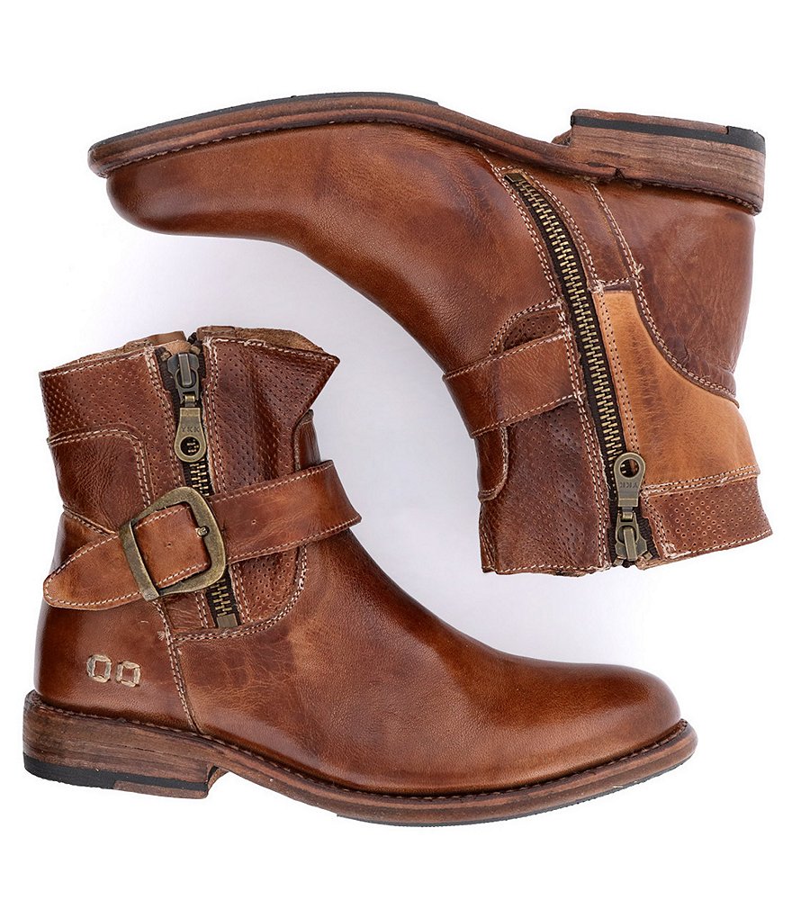 Bed Stu Becca Leather Buckle Detail Booties