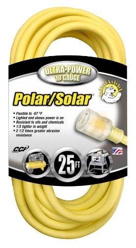 Polar/Solar 1787 10/3 15-Amp SJEO Outdoor Extension Cord with Lighted End