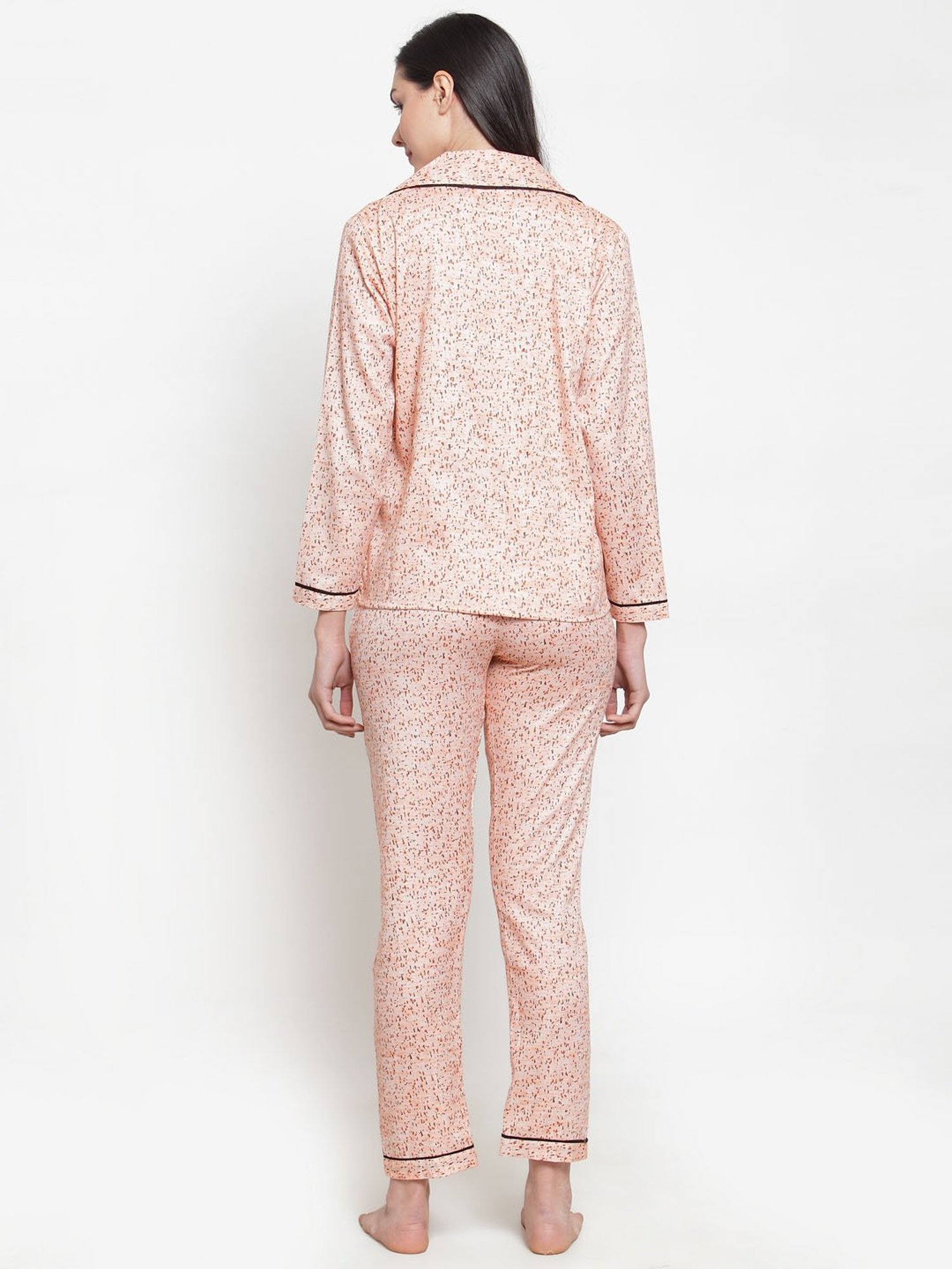 Secret Wish Peach Printed Shirt With Pyjamas