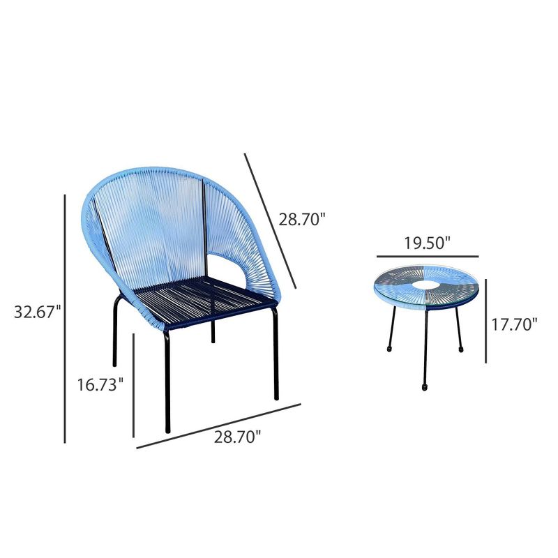 3pc Outdoor Conversation Set - Blue - TK Classics