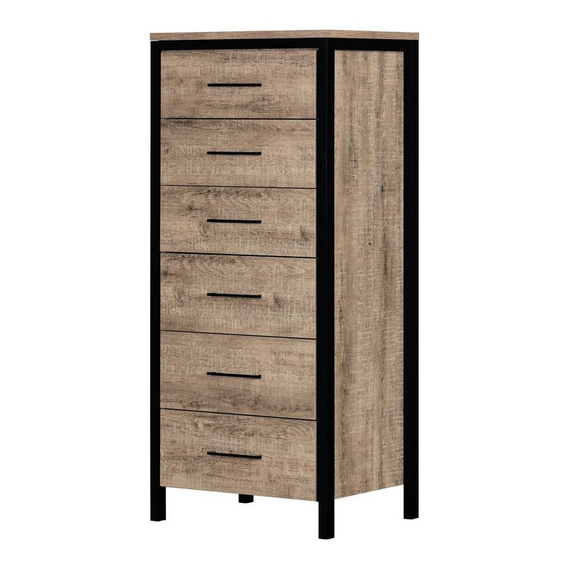 Munich 6 Drawer Chest Weathered Oak/Matte Black - South Shore