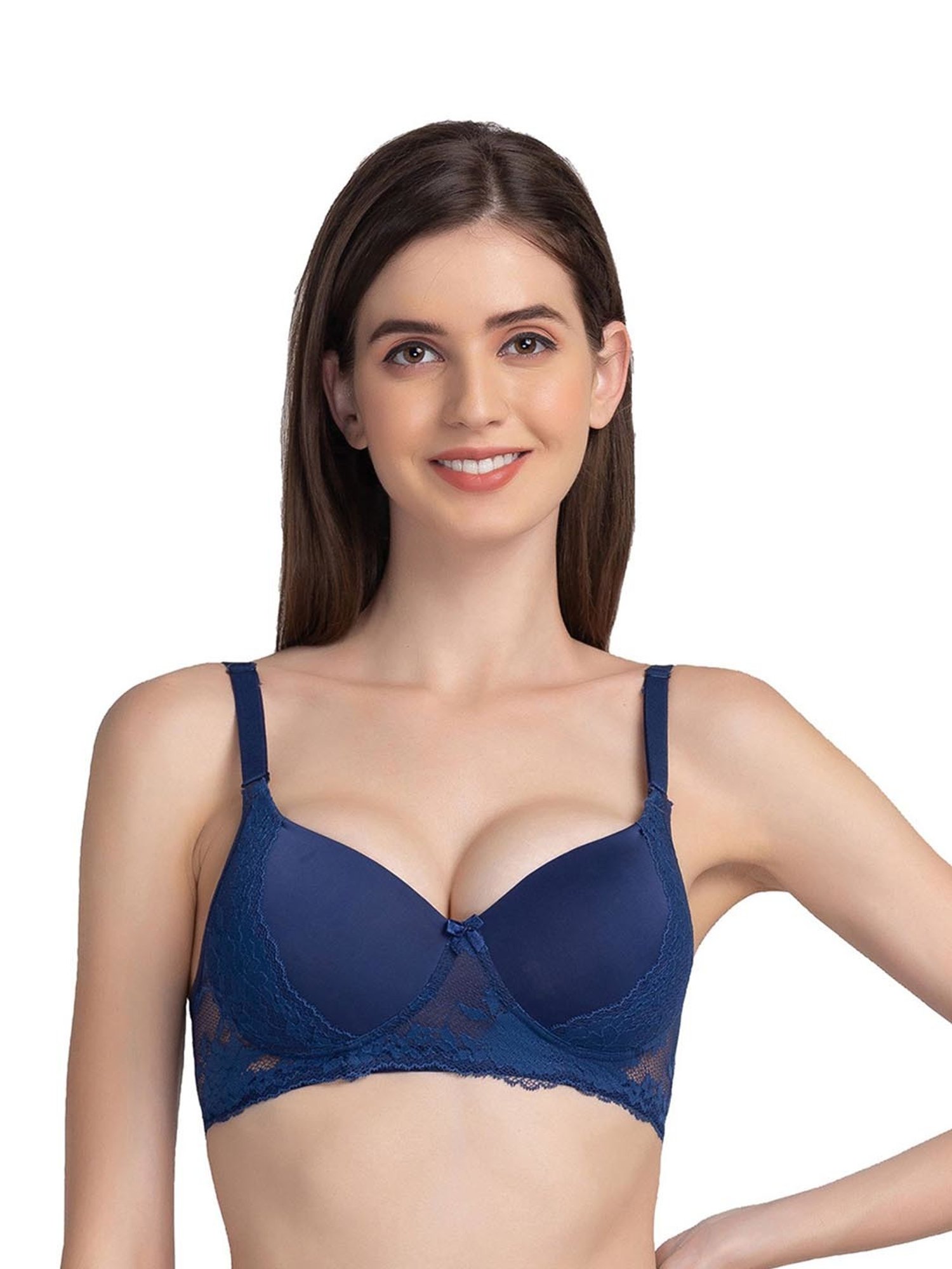 Candyskin Dark Blue Lace Full Coverage T-Shirt Bra