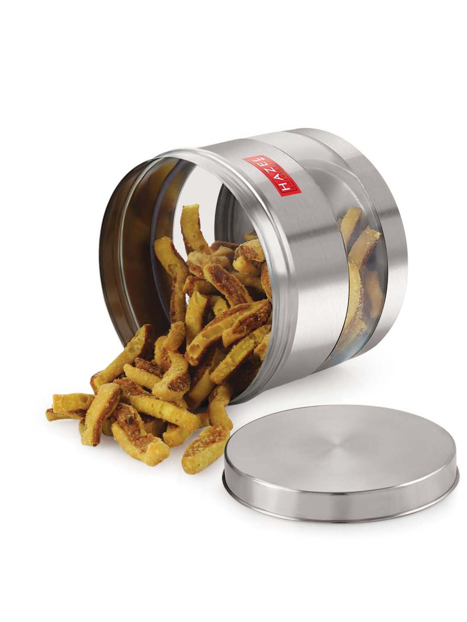 HAZEL Silver Stainless Steel Kitchen Storage Jar (1100 ml) - Set of 1