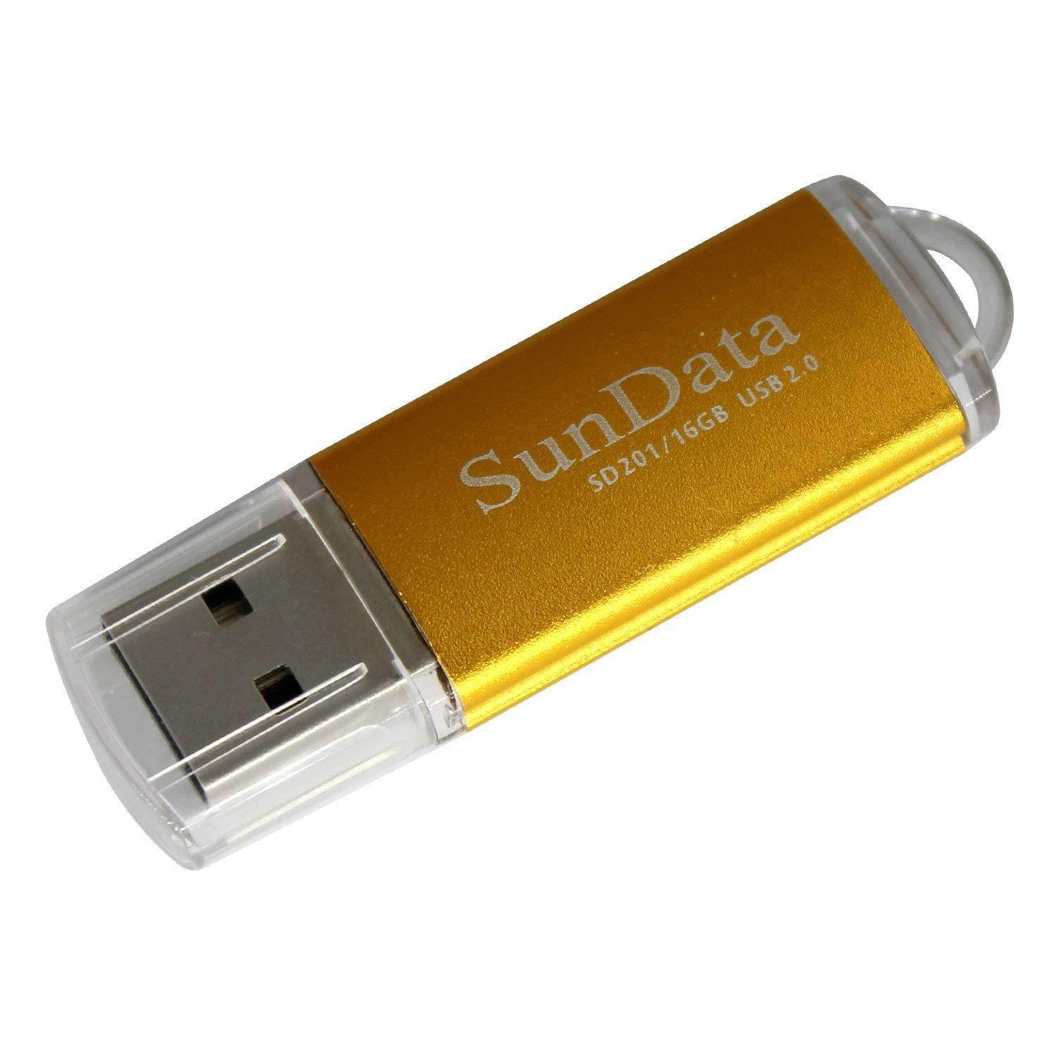 SunData 5 Pack 16GB USB 2.0 Flash Drive Thumb Drives Memory Stick, 5 Colors: Black Blue Green Gold Red