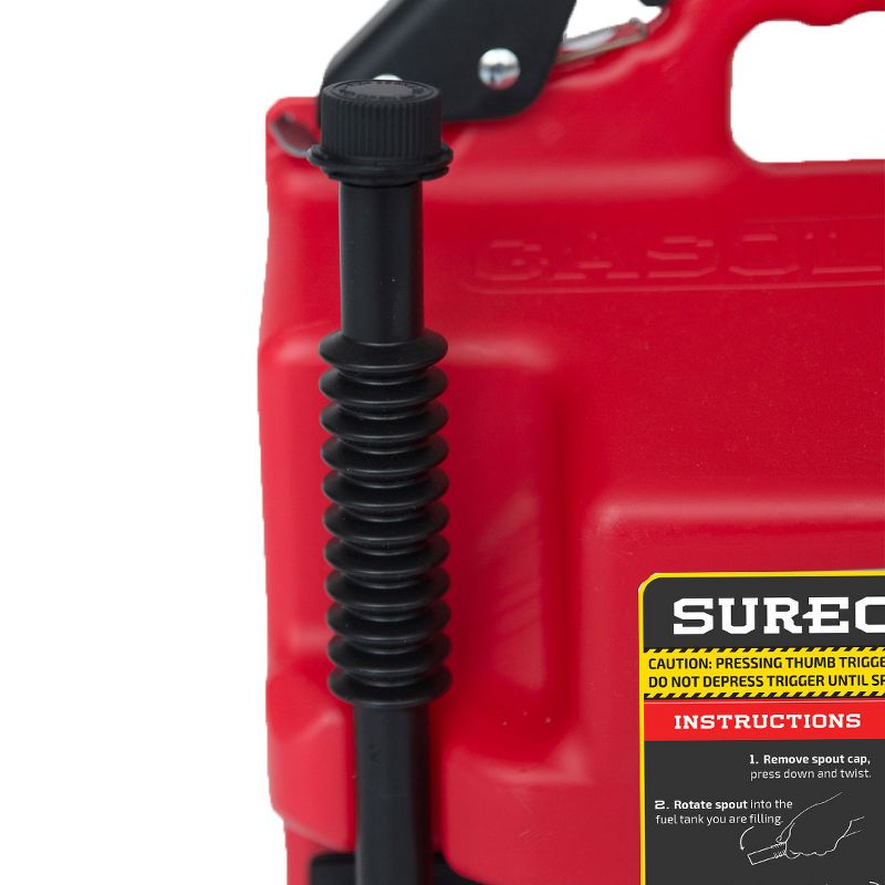 SureCan Self Venting Easy Pour Nozzle 2 Plus Gallon Flow Control Gas Can, Red