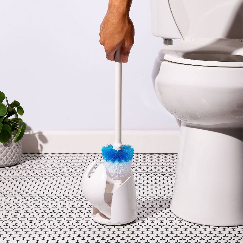 Deluxe Aluminum Handle Toilet Brush with Fully Removable Liner White - Bath Bliss