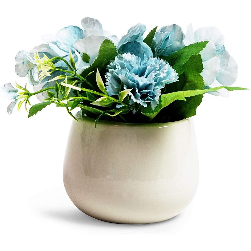 Juvale 3-Pack Small Artificial Faux Planters Flowers Plants in Ceramic Pots 4 x 5.5 in