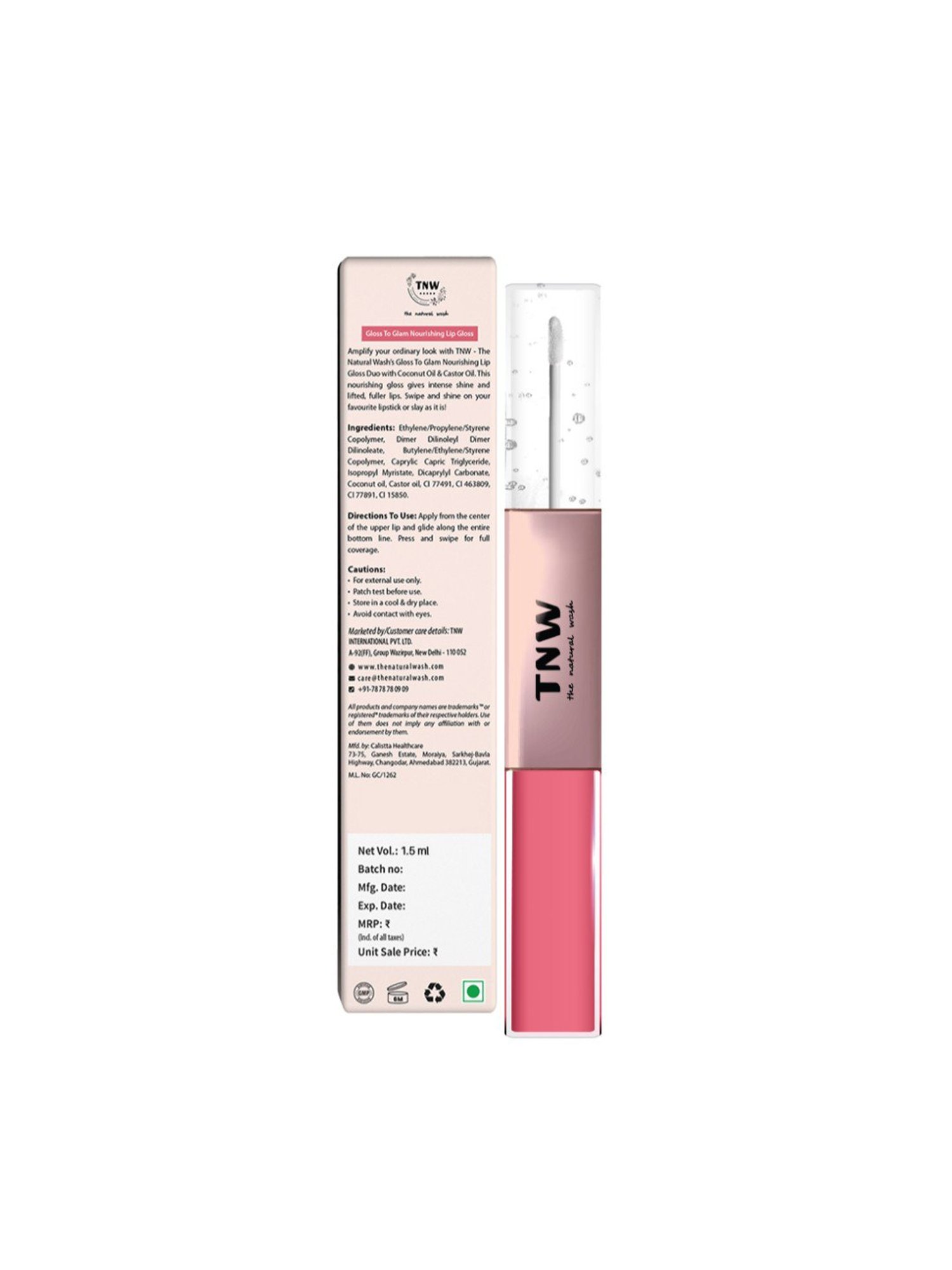 TNW-The Natural Wash Gloss To Glam Nourishing Lip Gloss Duo Raindrop-Slush - 3 ml