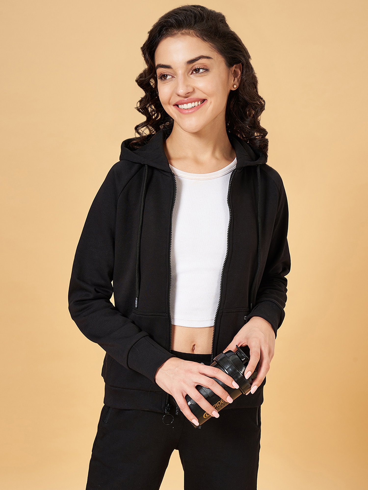 Ajile by Pantaloons Black Cotton Sports Sweatshirt