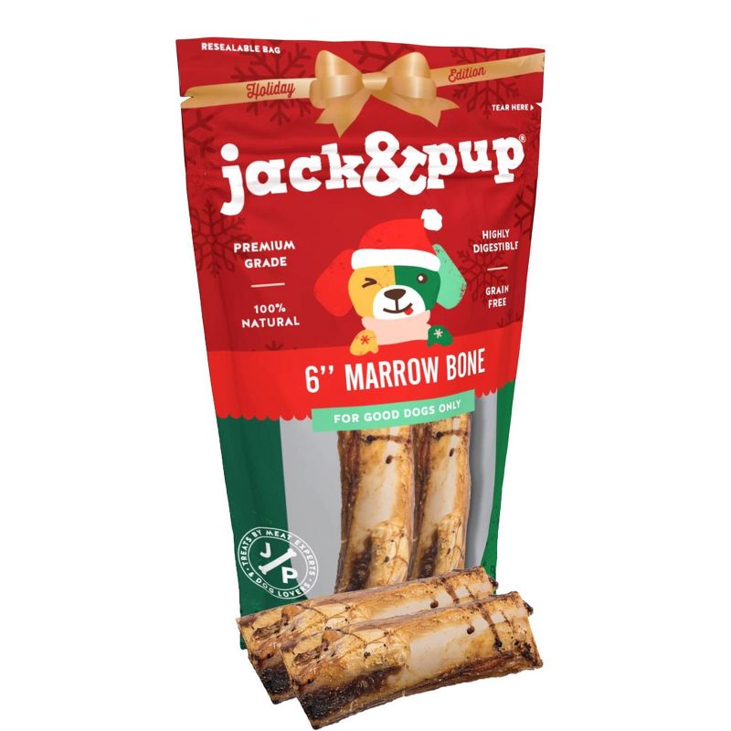 Jack&Pup Marrow Bone Holiday Holiday Beef Dog Treats - 2.36oz