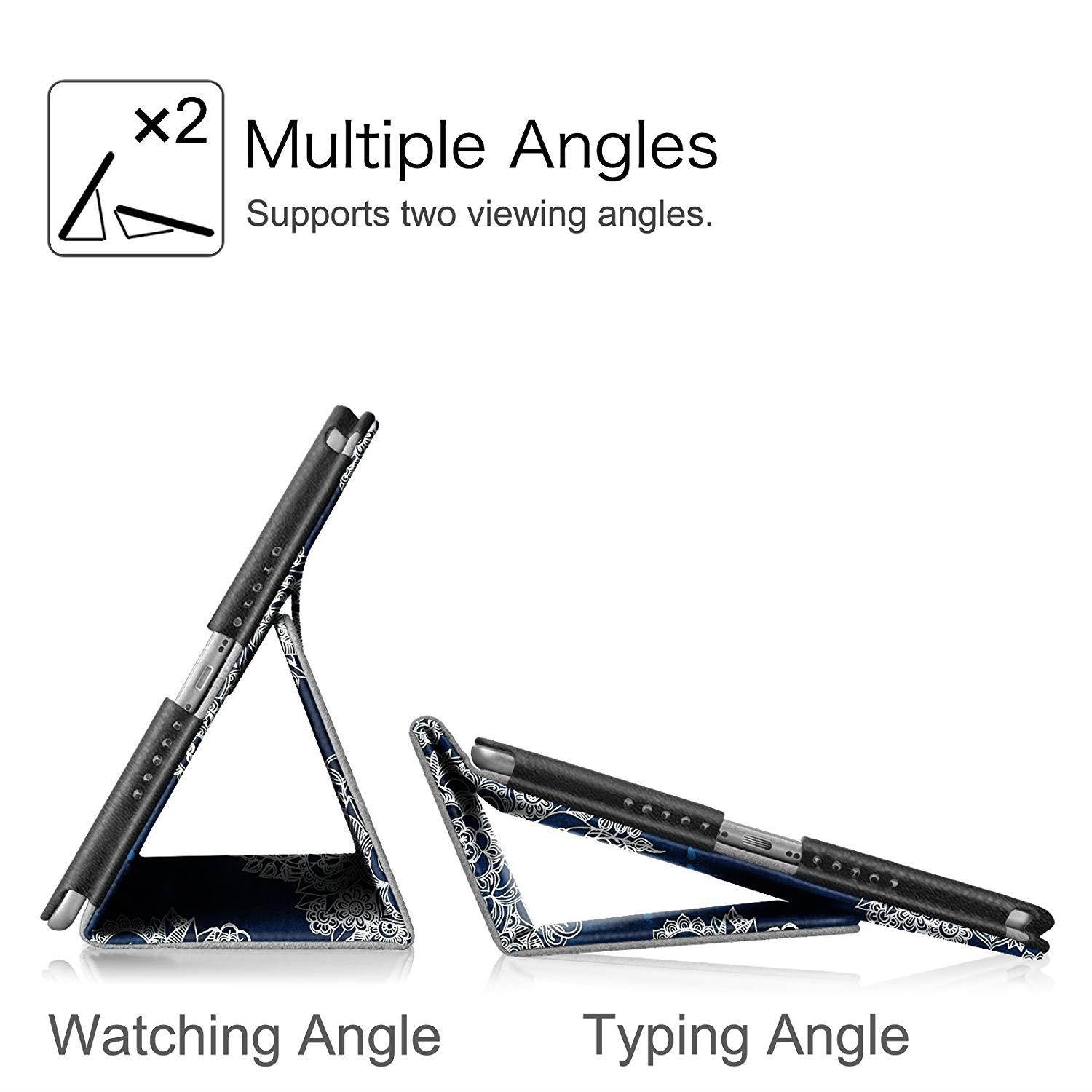 Fintie iPad 9.7 2018 / 2017, iPad Air 2, iPad Air Case - [Corner Protection] Premium Vegan Leather Folio Stand Cover, Auto Wake / Sleep for Apple iPad 6th / 5th Gen, iPad Air 1 / 2, Indigo Dreams