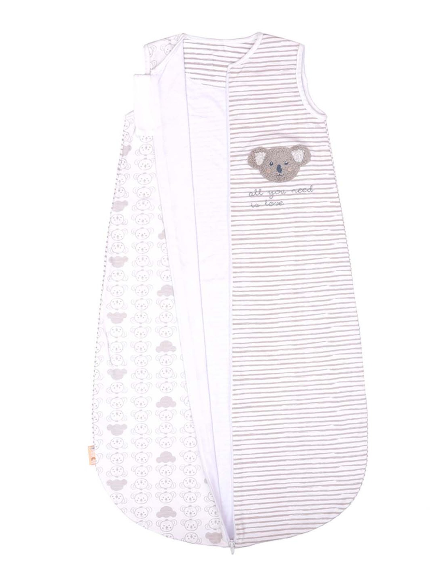 MiArcus Grey & White Cotton 210 GSM Sleeping Bag (0-6 Month) - Set of 1