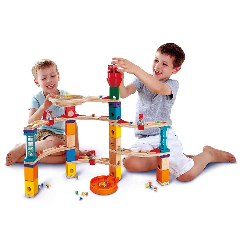 Hape E6019 Castle Escape Quadrilla Multi-Color Wooden Marble Educational Toy Run Construction Building Set for Ages 4 & Up, 101-Piece