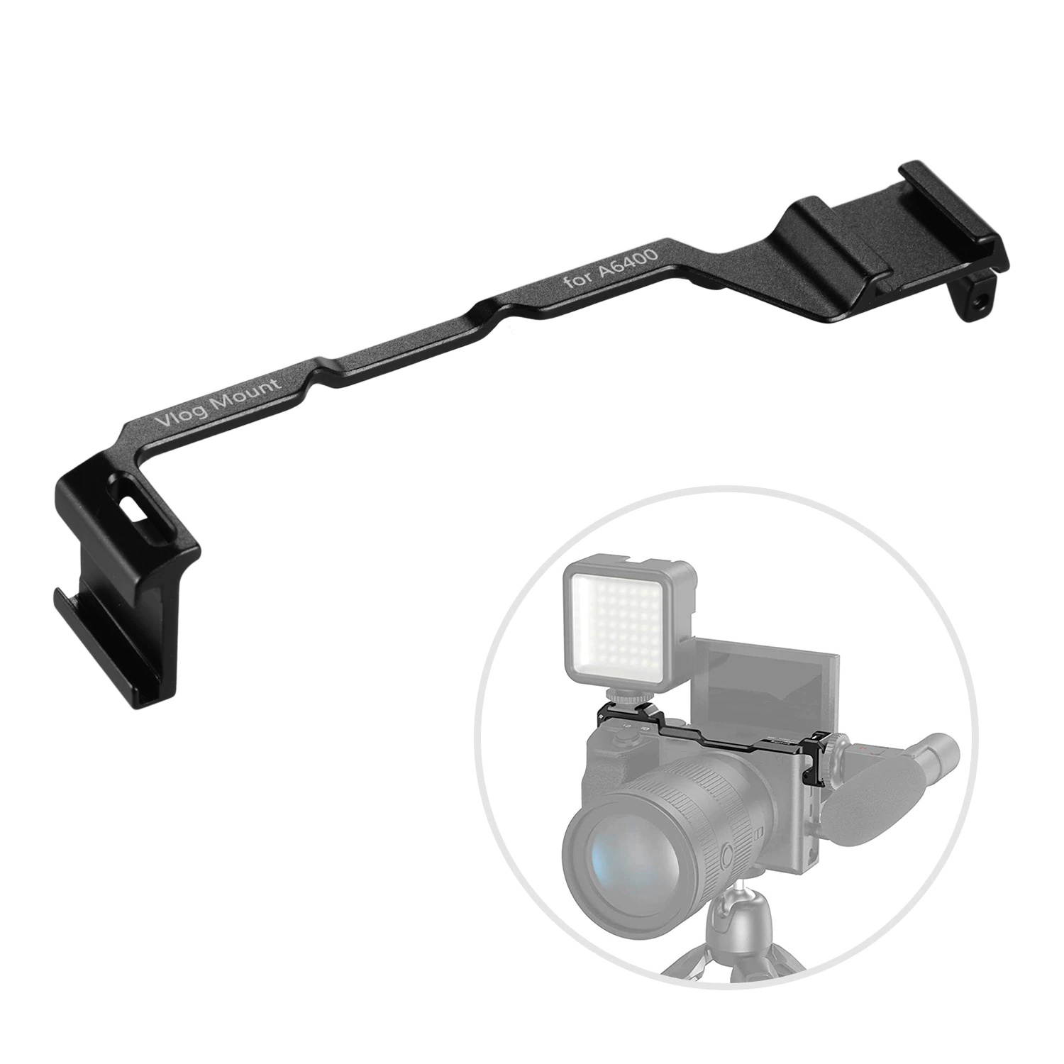 photography Cold Shoe Adapter Relocation Plate Aluminum Alloy Camera Vlogging Mount Bracket Compatible with Sony A6300/A6400