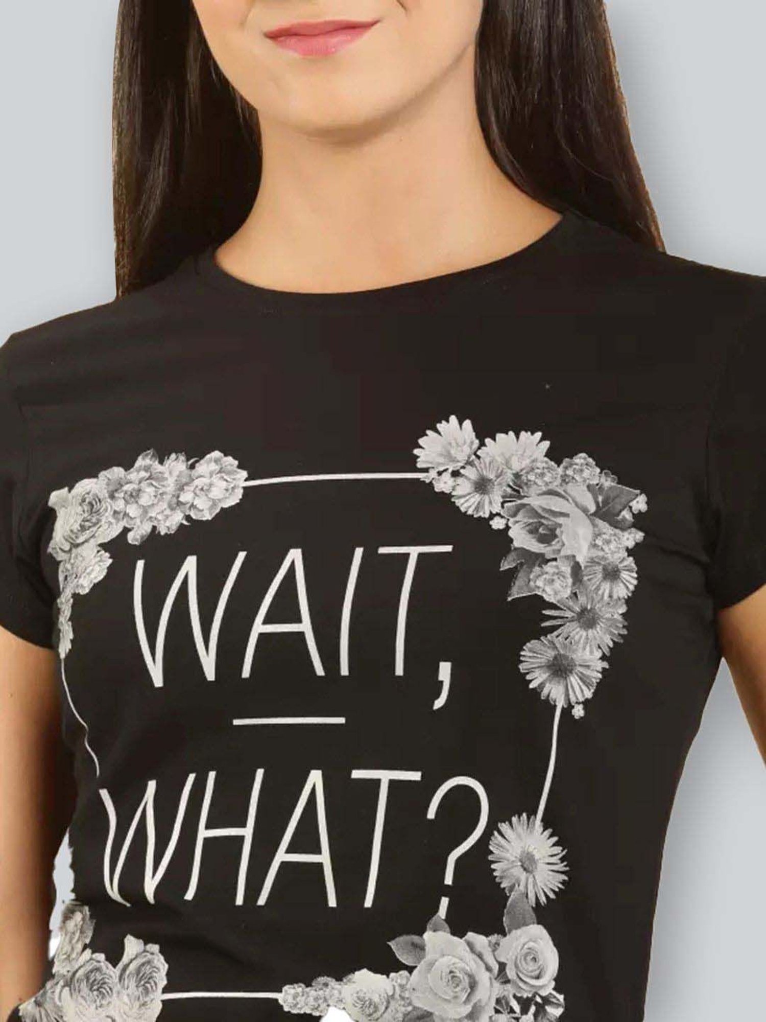 Lyra Black Cotton Printed T-Shirt