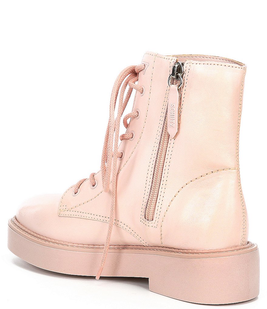 Schutz Mckenzie Leather Platform Lace-Up Combat Booties