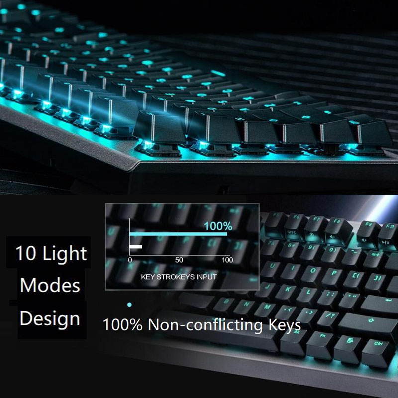 ThundeRobot Mechanical Cherry MX Gaming Keyboard, Programmable Red Switch Wired Keyboard for Gaming with 104 Keys Full Anti-ghosting Keyboard for Windows/iOS, Ideal for Game or Work (Red Switch)