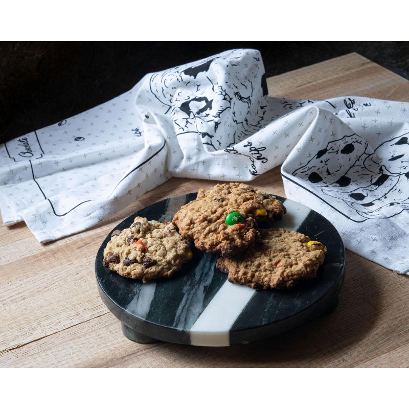 Round Black Marble with White Marble Inlay Kitchen Trivet - Foreside Home & Garden