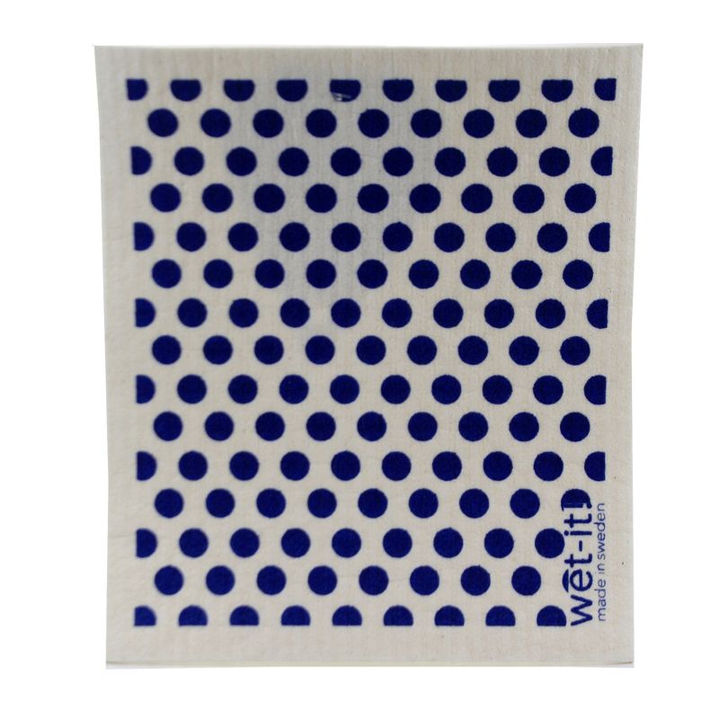 Swedish Dish Cloth 7.75" Flower Bouquet & Blue Dots Abosorbant Cleaning Cloth  -  Dish Cloth