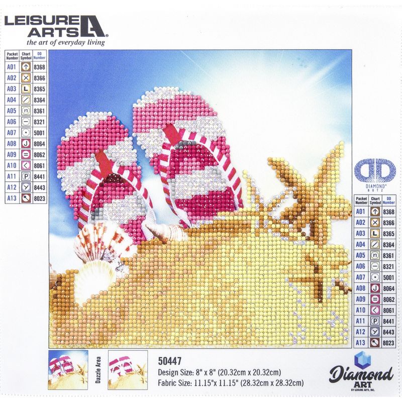 Leisure Arts Diamond Art Beginner Kit 8"X8"-Flip Flops