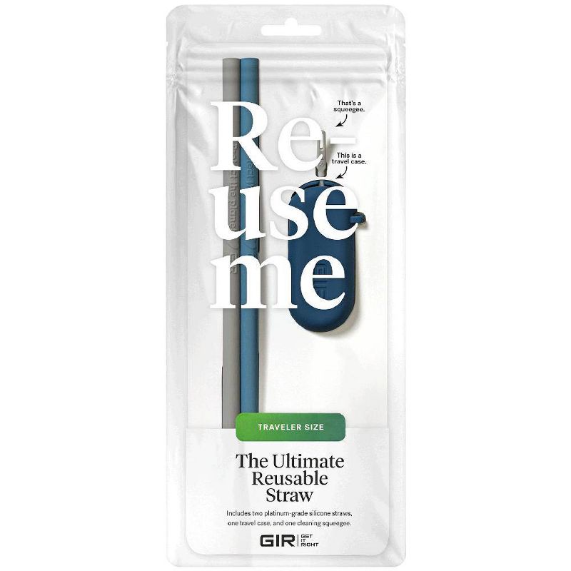 GIR: Get It Right 2pk Traveler Silicone Straw Boulder