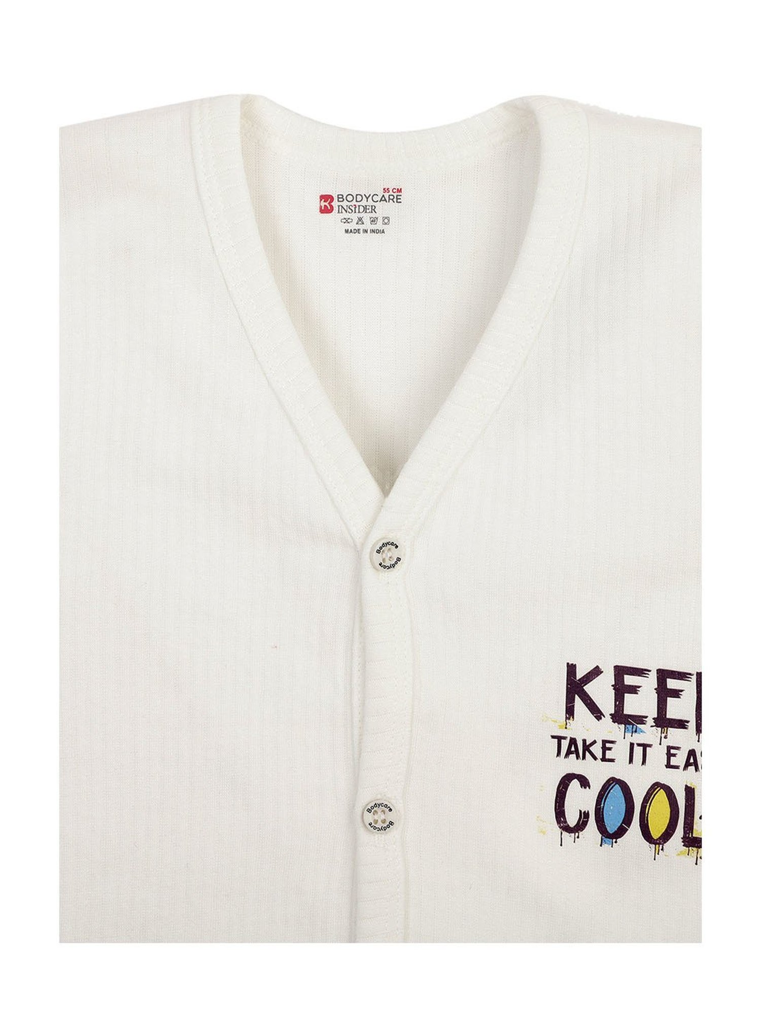Bodycare Kids White Printed Full Sleeves Thermal Top (Pack Of 2)