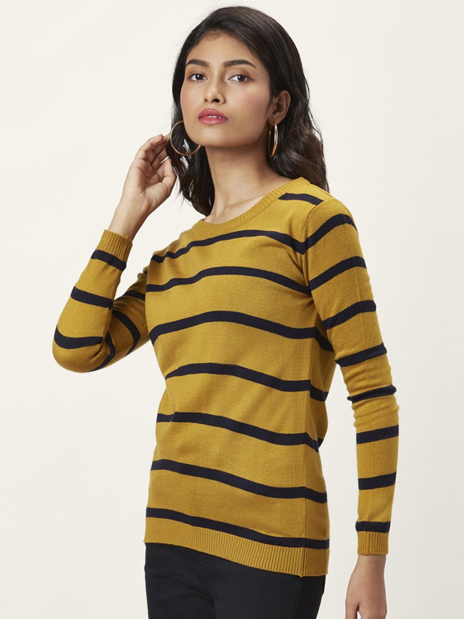 Honey by Pantaloons Mustard Striped Sweater