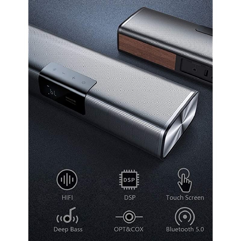 Slim Sound Bars for TV Silver Soundbar Wireless Bluetooth 50 Speaker Home Theater Audio Surround Sound System OpticalCoaxialAUXUSB Inputs CEFCCROHS Certified