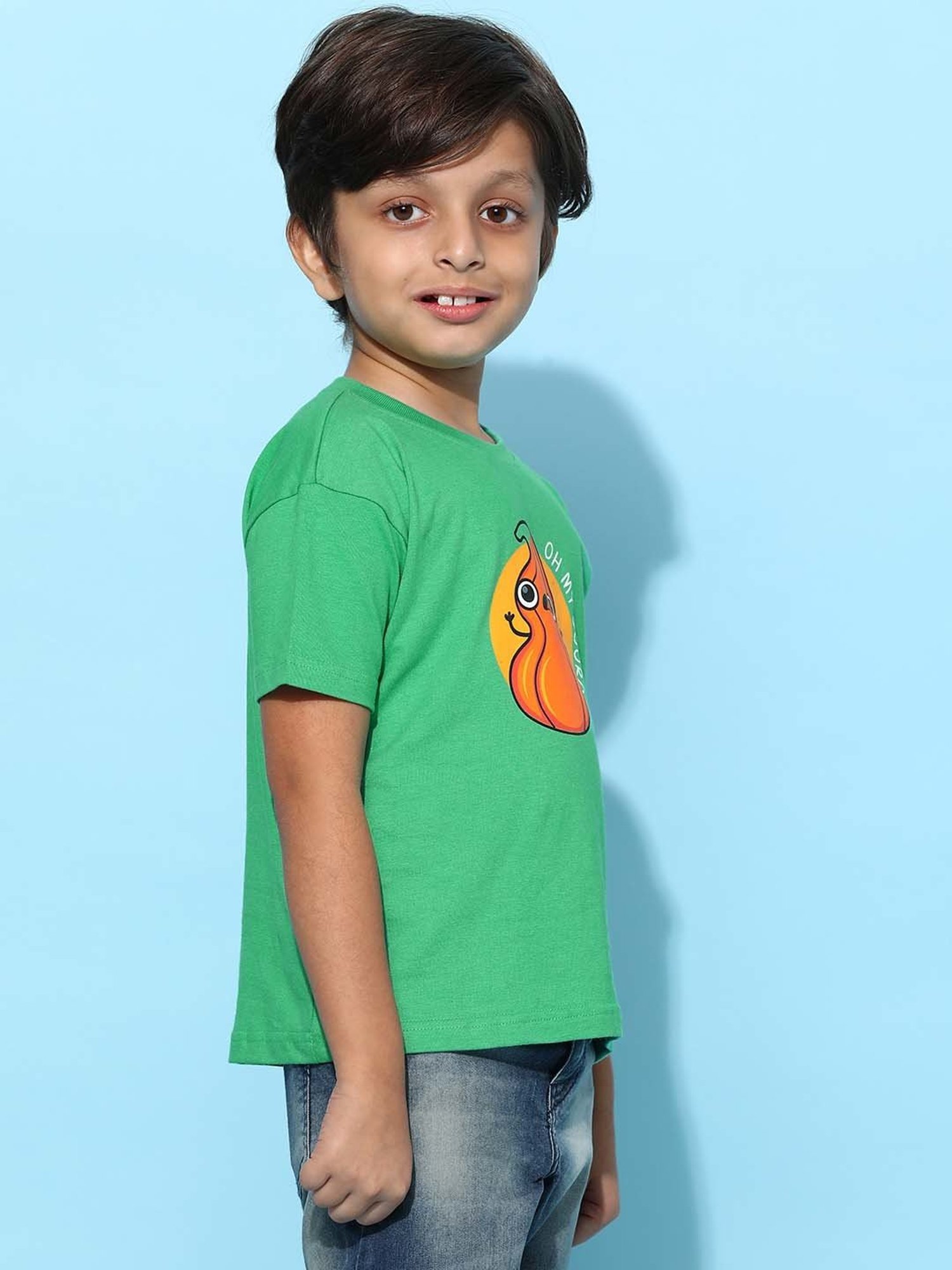 Tales & Stories Kids Green Cotton Printed T-Shirt