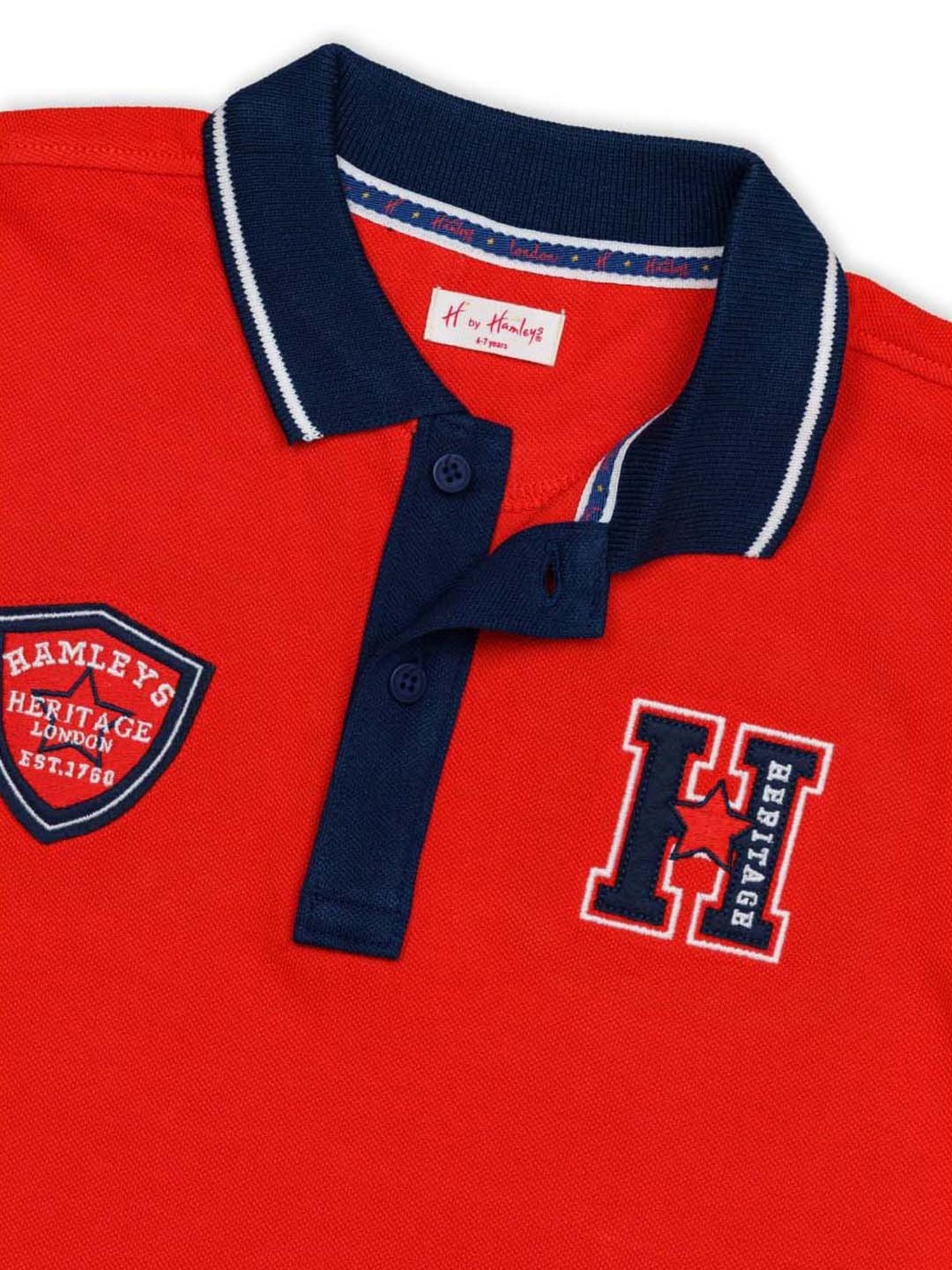 H by Hamleys Kids Red Cotton Applique Polo T-Shirt