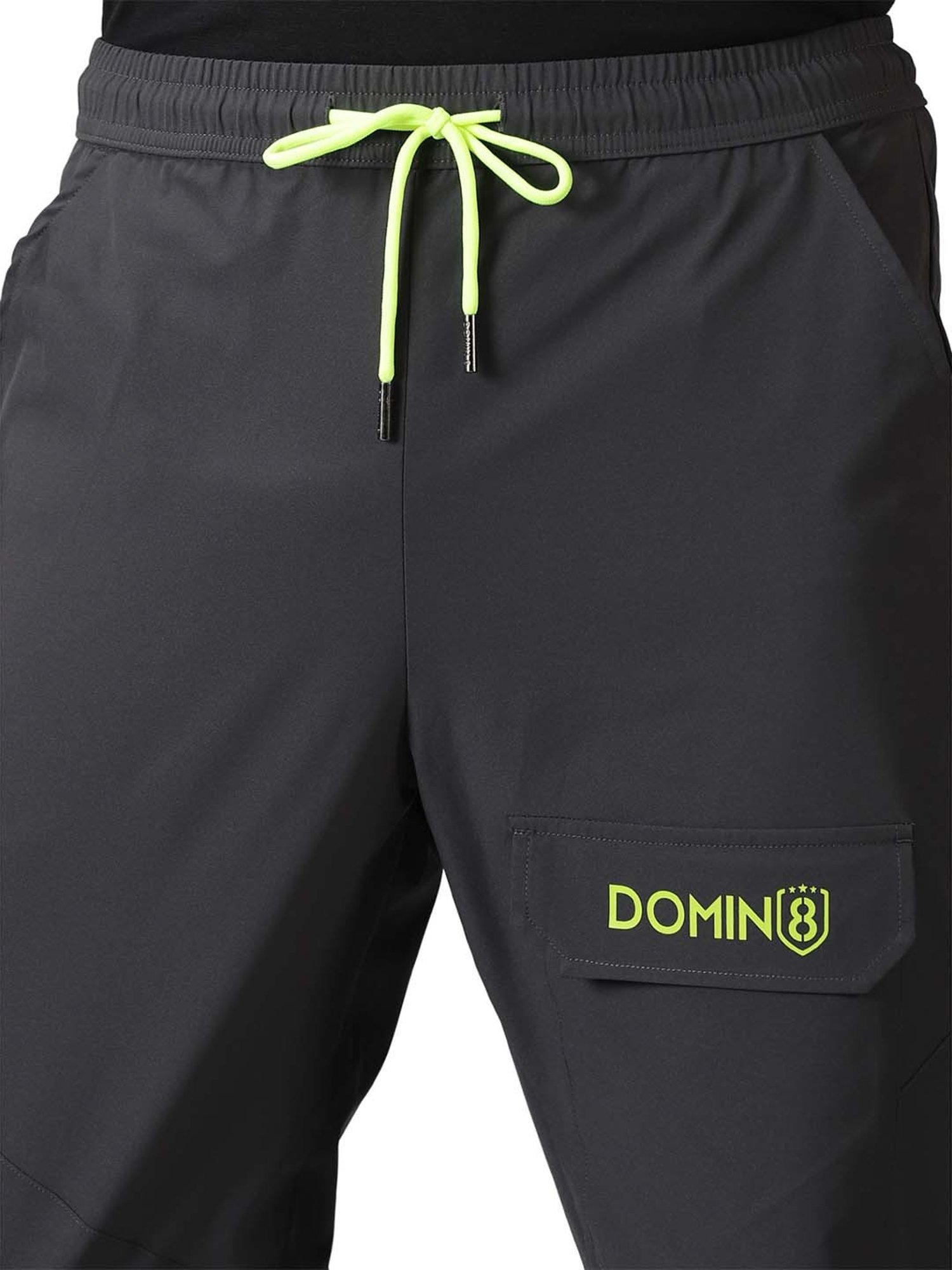 DOMIN8 Men Solid Training Track Pants With Drawstring Waist & Patch Pocket