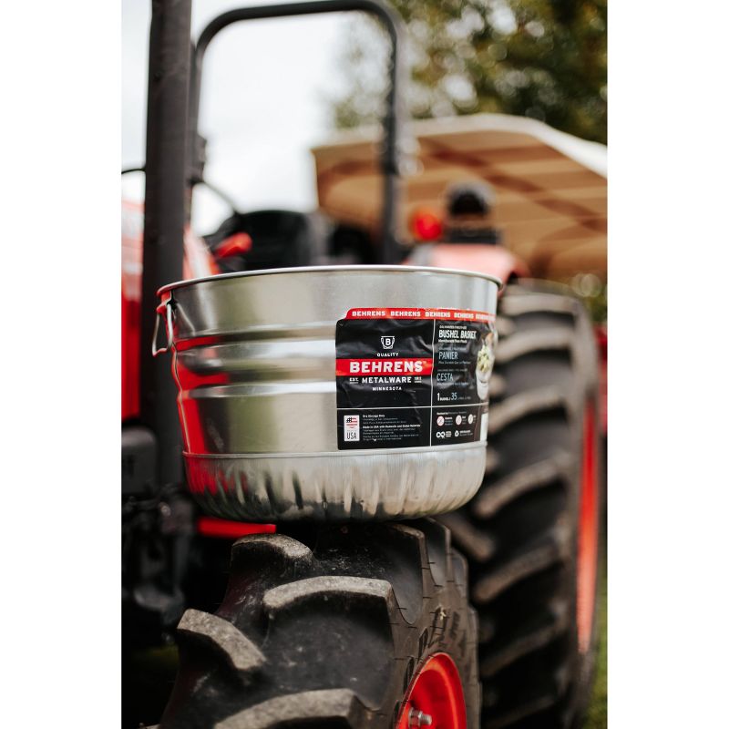 Behrens 1 Bushel Galvanized Steel Utility Basket Silver