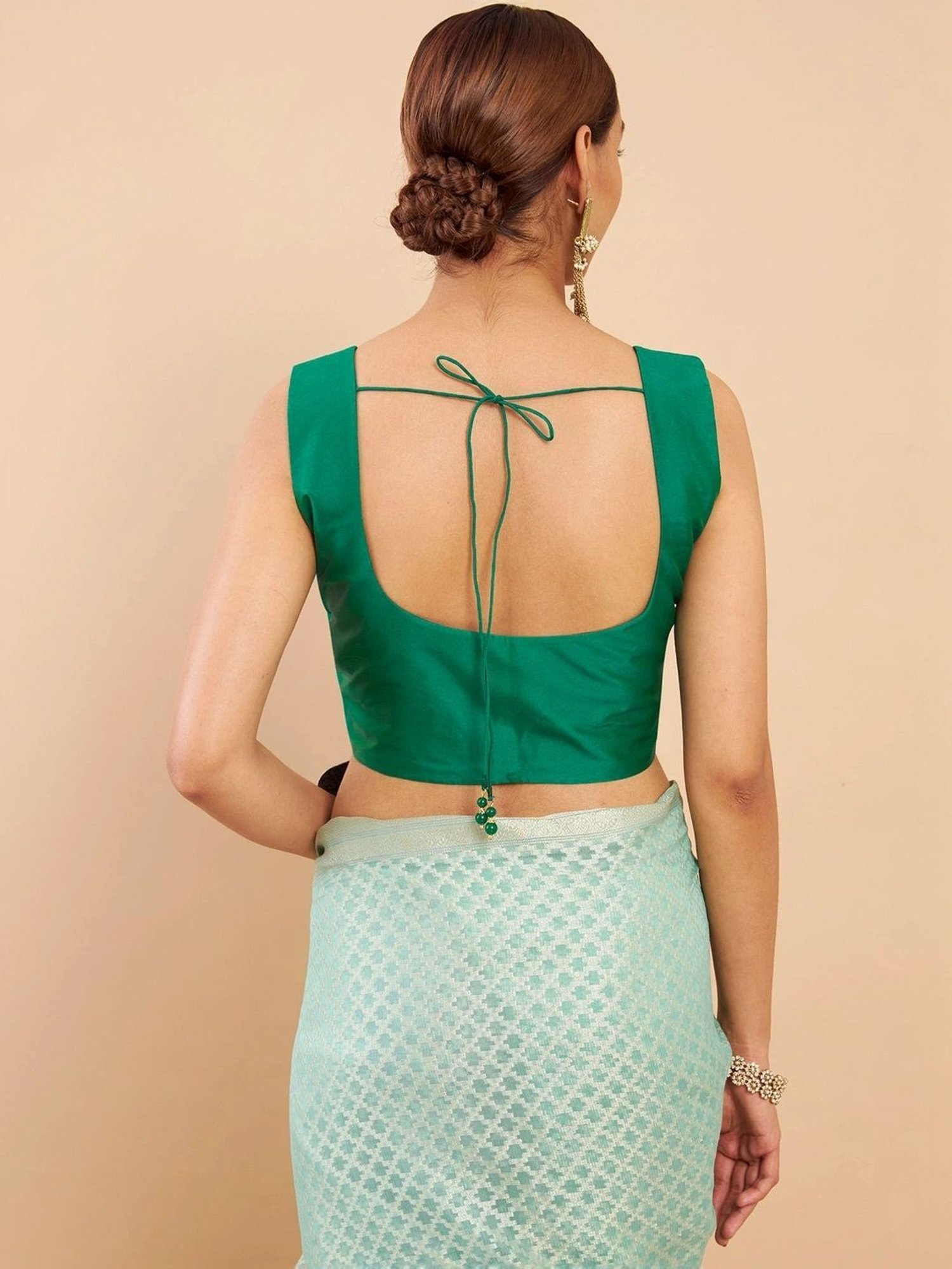 Soch Teal Green Plain Readymade Blouse
