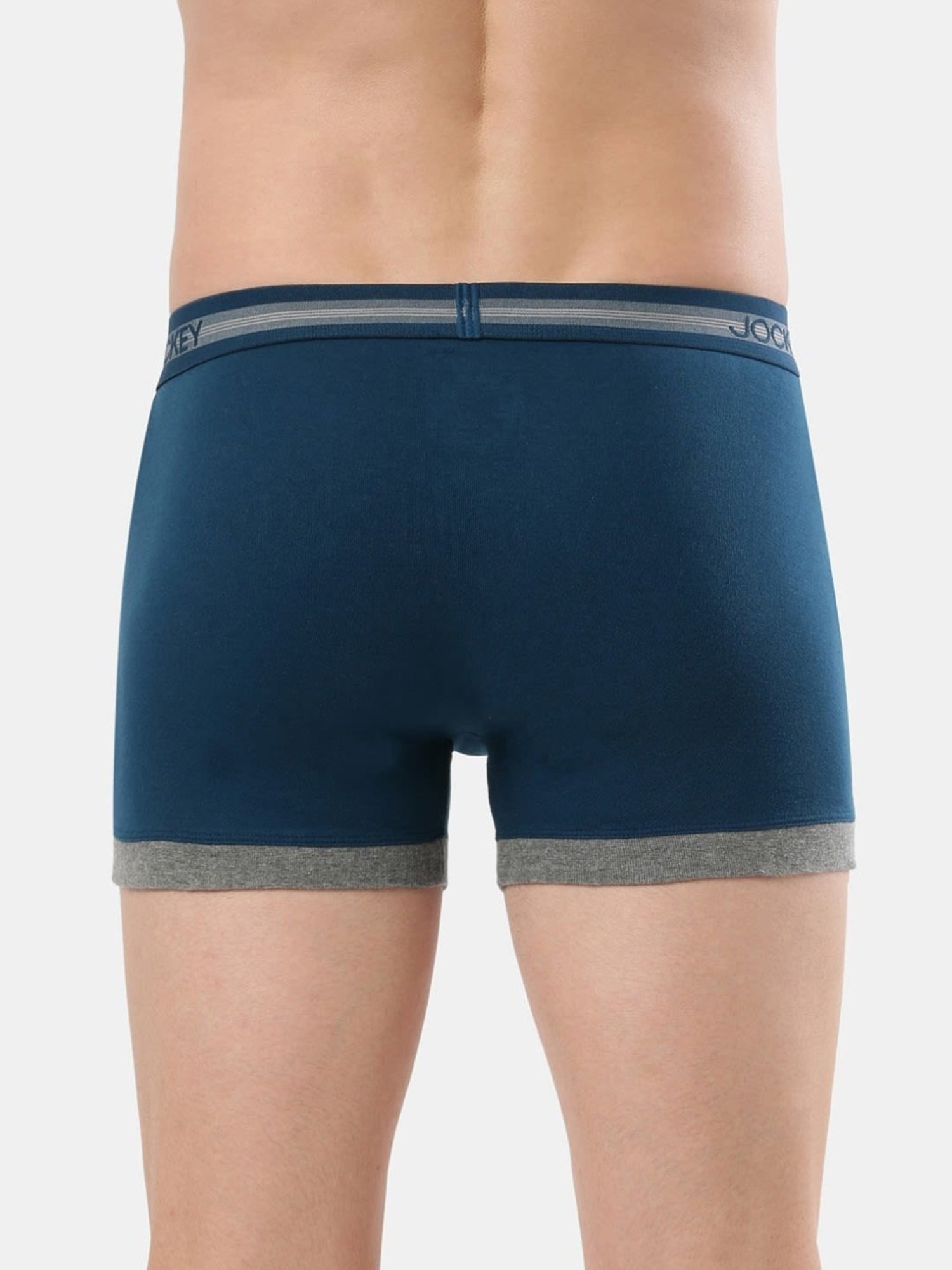 Jockey 1017 Poseidon & Mid Grey Combed Cotton Boxer Briefs with Stay Fresh Properties - Pack of 2