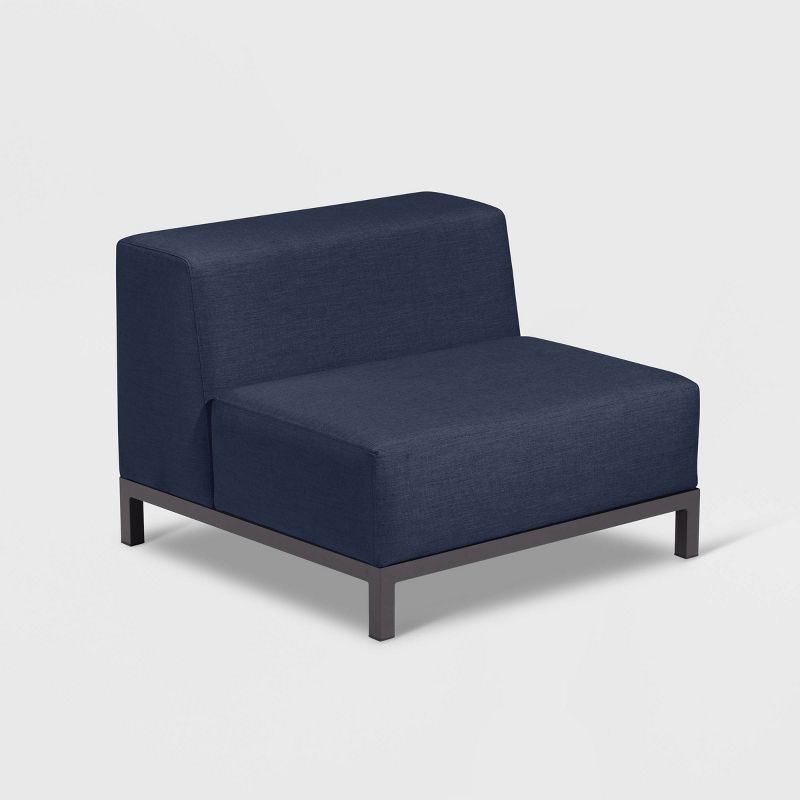 27" Koral Modular Patio Accent Chair Black/Navy - Oxford Garden