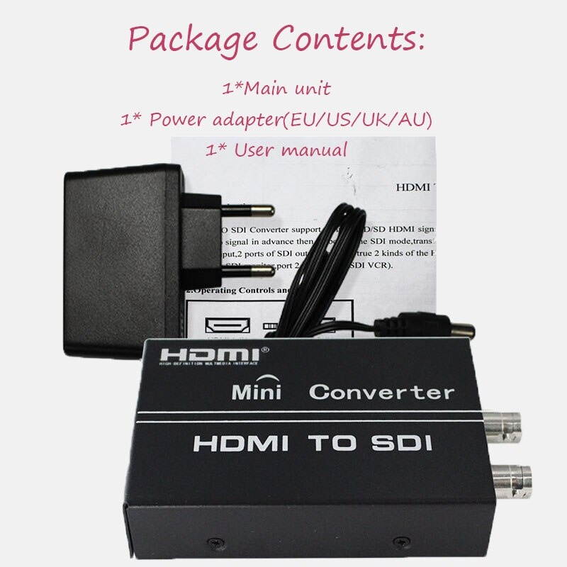 Double HDMI to 2 SDI Converter Adapter Full HD 1080P Audio Converter Support SDI/HD-SDI/3G-SDI Signals for Camera  Home Theater