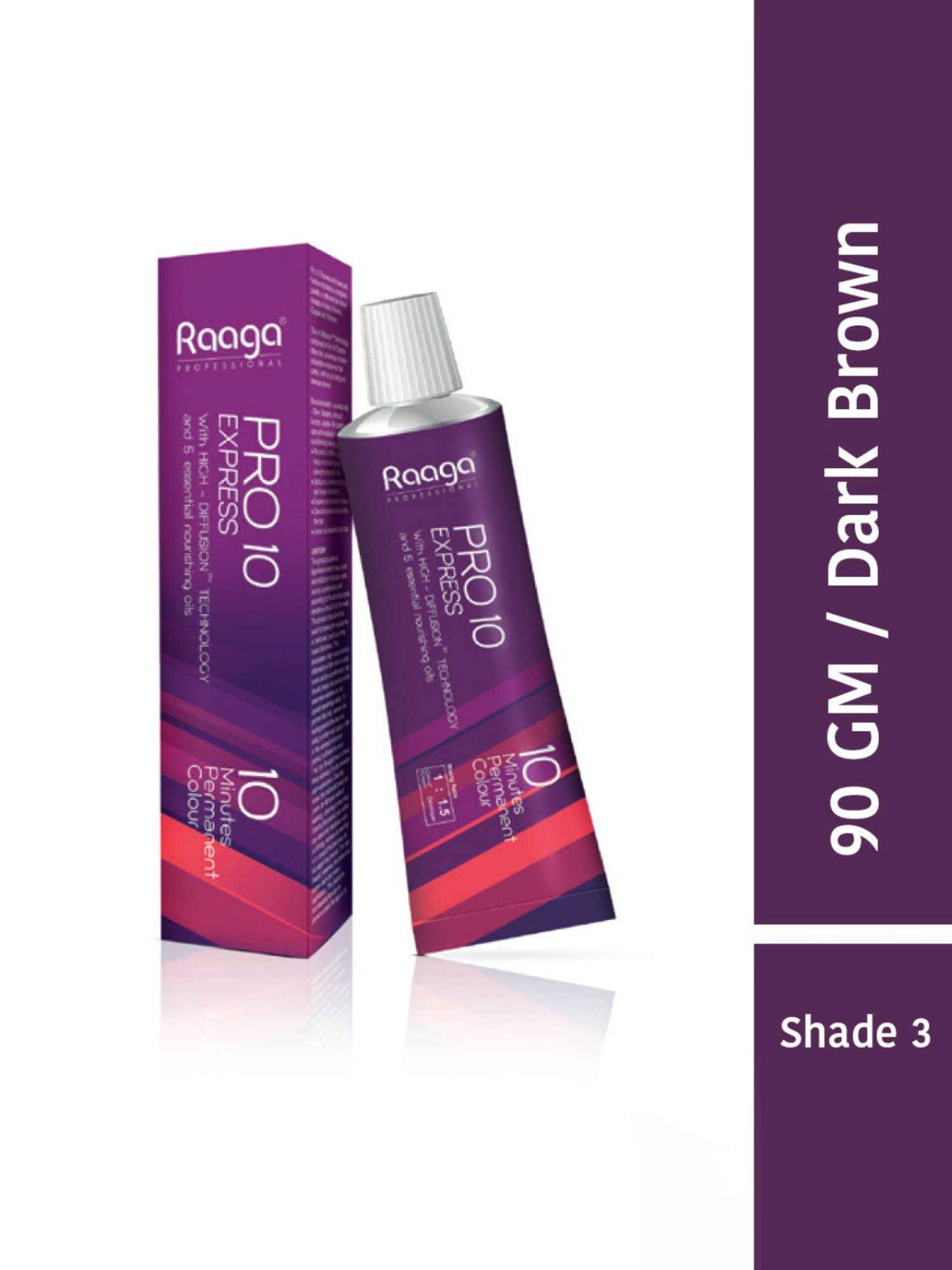 Raaga Professional Pro 10 Express 10 Minutes Permanent Colour Dark Brown 3 - 90 gm