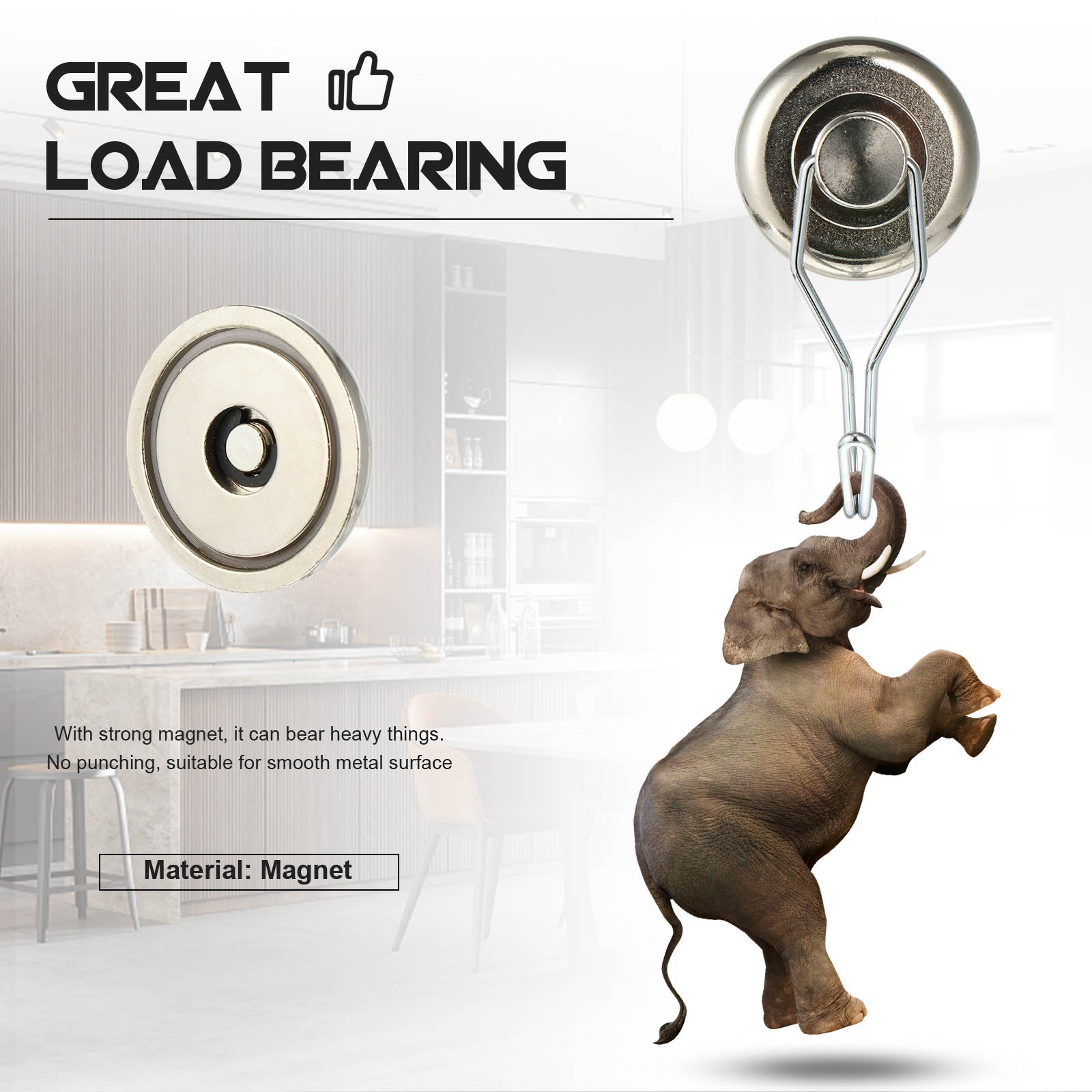 1Pc Strong Magnet Rotary Hook Swivel Swing Magnetic Hook for Home Office (D25)