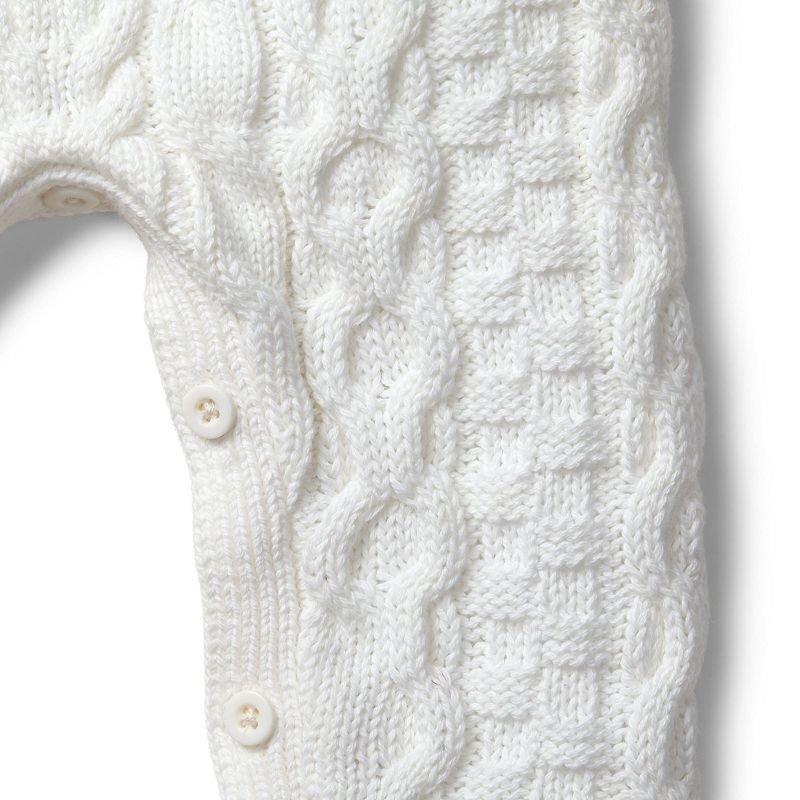 Hope & Henry Baby Layette Ivory Cable Knit Sweater Romper Size 0-3 Months, Soft White, 0-3 Months