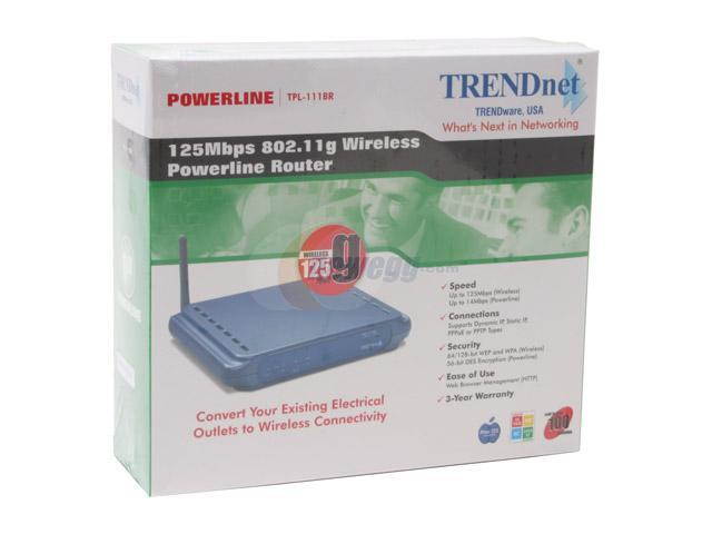 TRENDnet TPL-111BR 125Mbps 802.11g Wireless Powerline Router