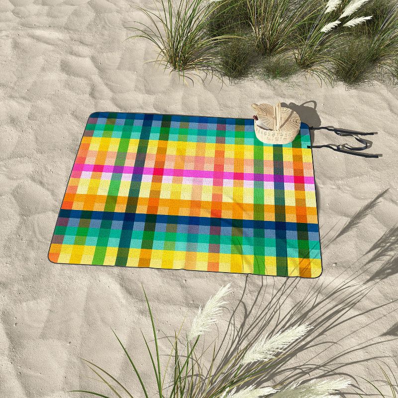 Ninola Design Rainbow Spring Gingham Picnic Blanket - Deny Designs