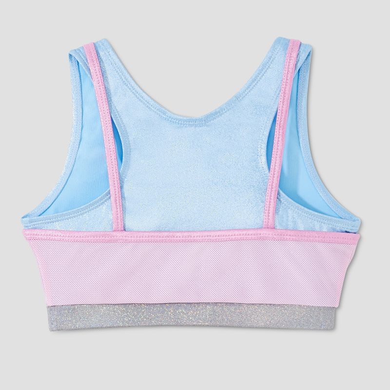 Girls' Microfiber Cross Back Sports Bra - All in Motion™ Teal/White M