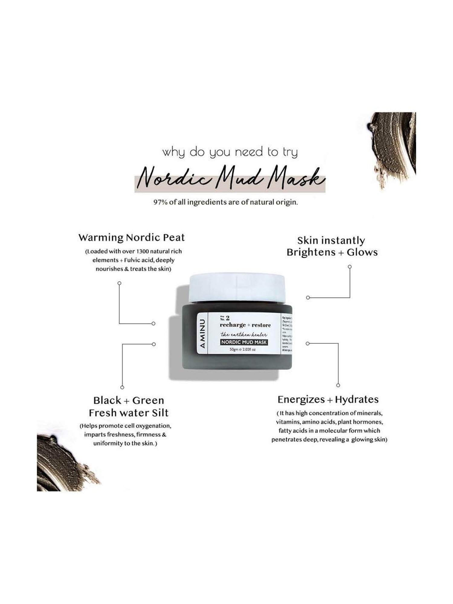 AMINU The Earthen Healer Nordic Mud Mask - 50 gm