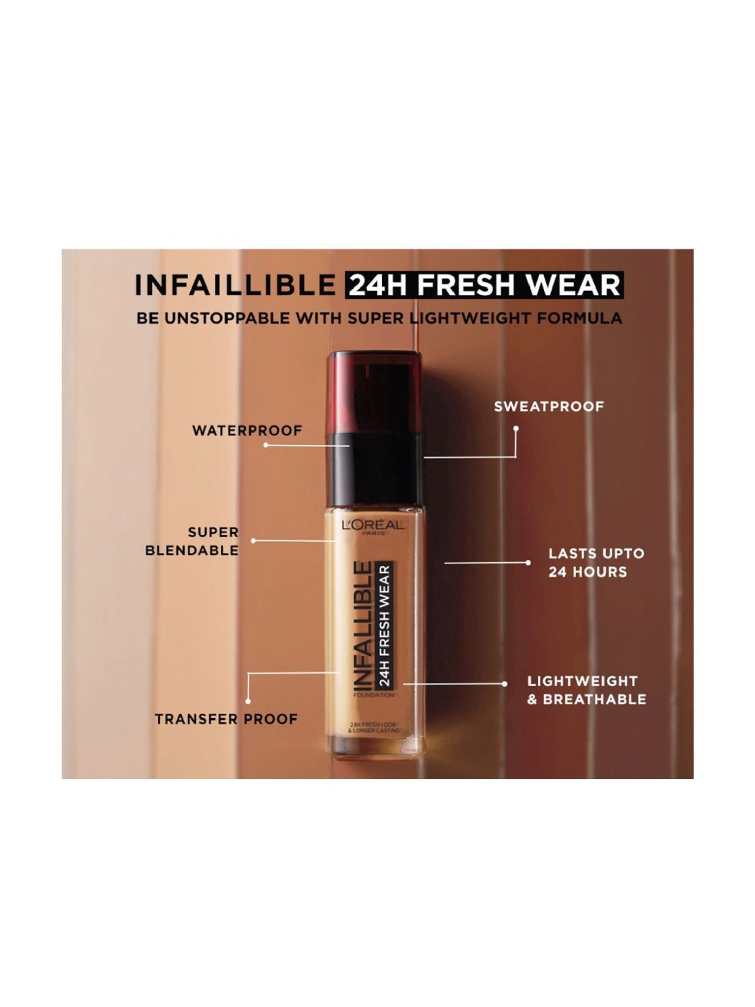 L'Oreal Paris Infallible 32H Fresh Wear Foundation - 125 Natural Beige, 30ml