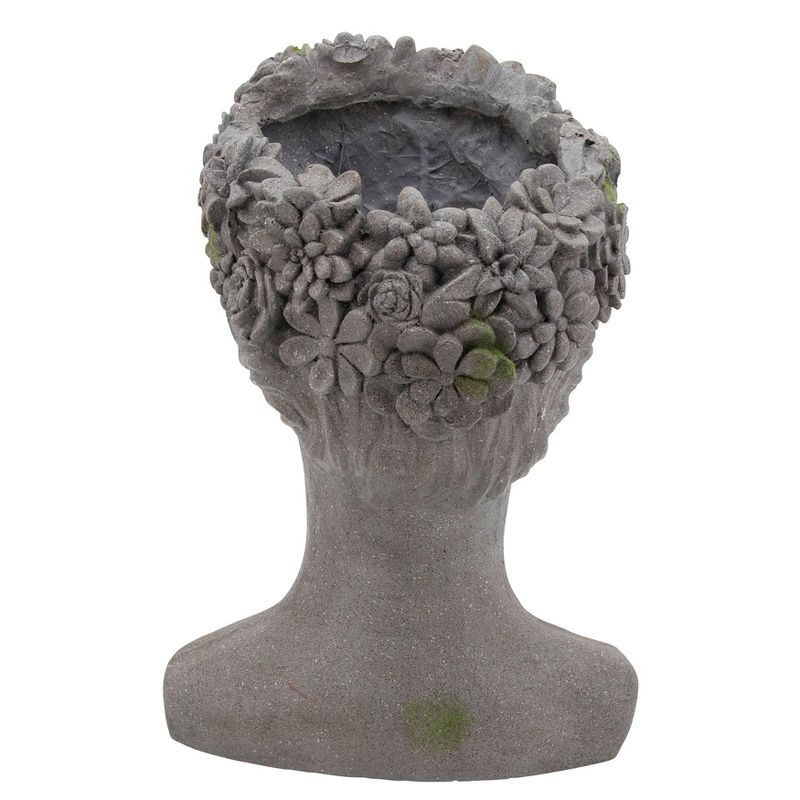 19" Resin Lady with Daisies Planter Gray - Sagebrook Home
