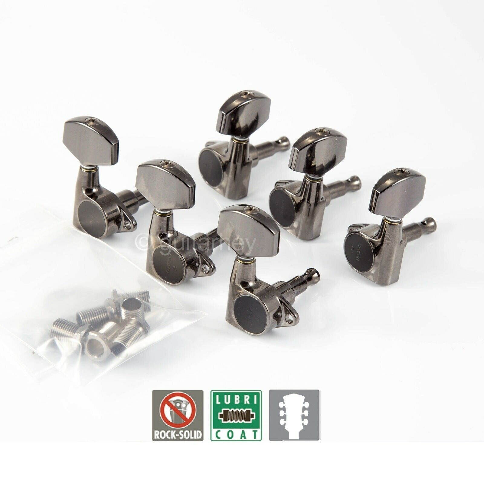 Gotoh SG301-01 Machine Head Set L3+R3 w/ screws - 3X3 Tuners  Pegs - COSMO BLACK