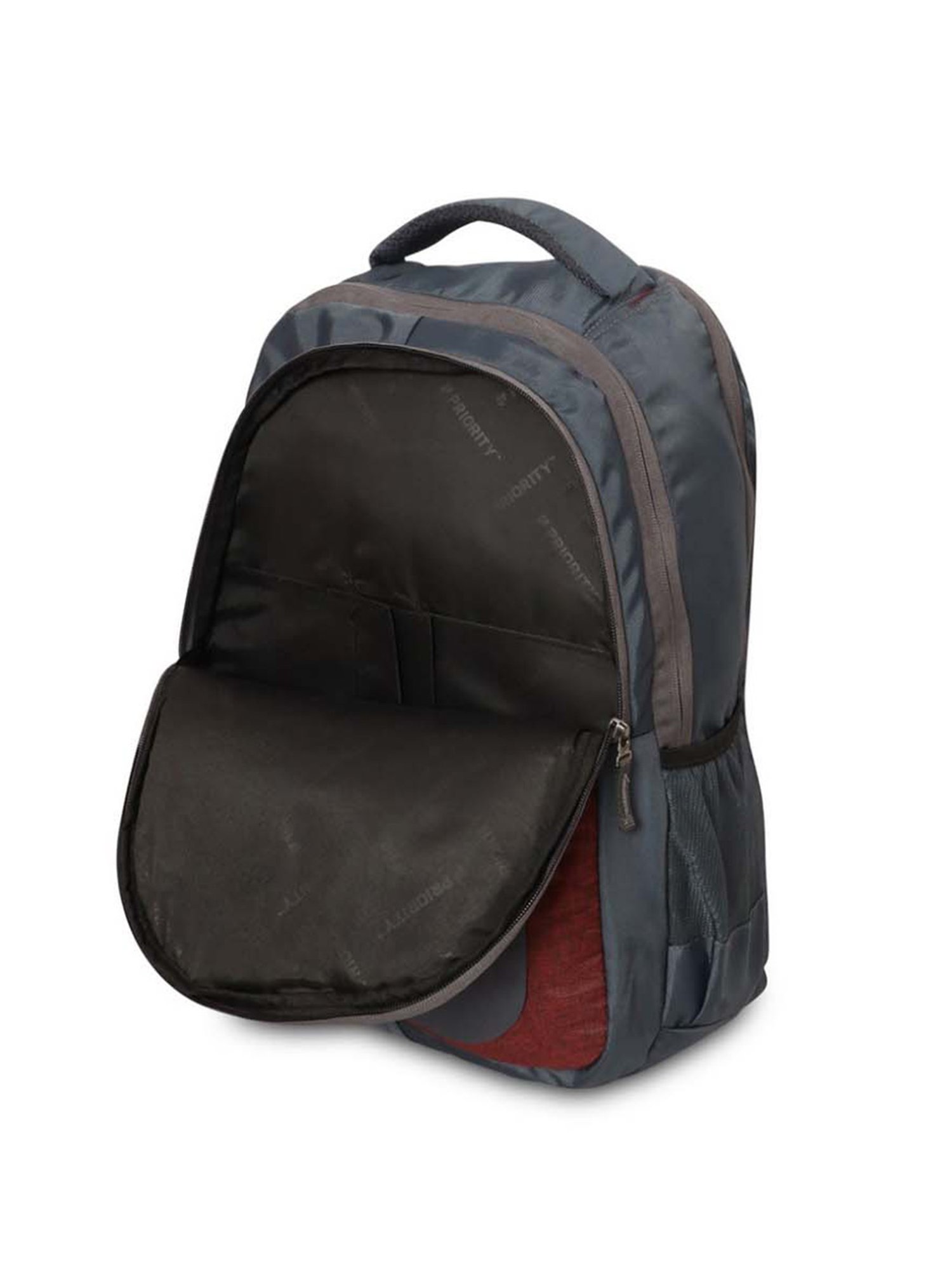 Priority Genius Dark Grey & Brown Polyester Solid Backpack - 29.44 Ltrs