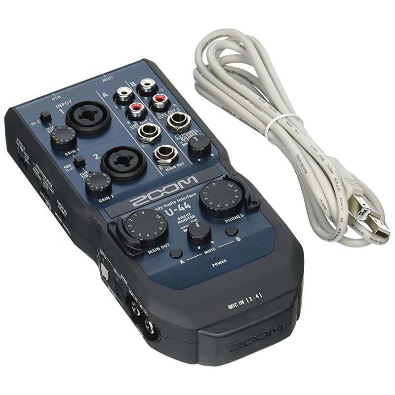 U-44 Handy Audio Interface, 4-Channel Portable USB Audio Interface, 2 XLR/TRS Combo Inputs, MIDI I/O, RCA Outputs, Compatible with  Capsules