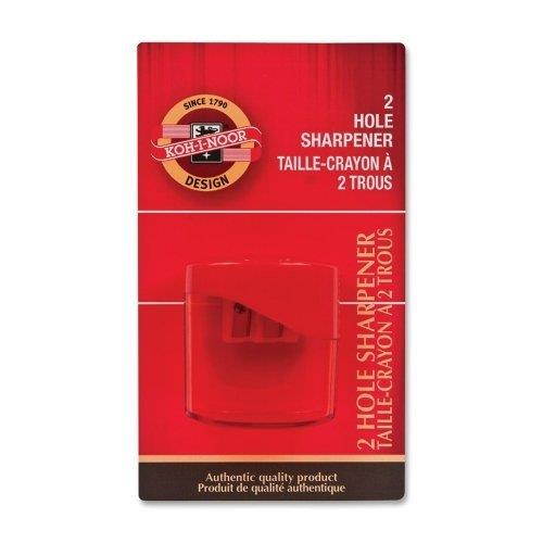 Pencil Sharpener Metal Double Hole Red