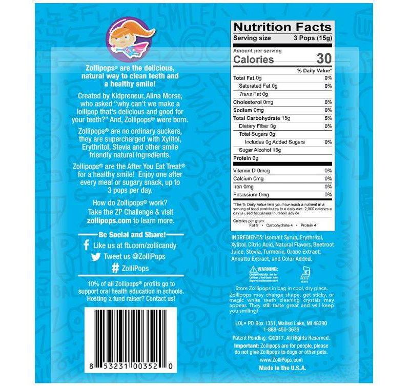 Zollipops Natural Clean Teeth Candy - 3.1oz